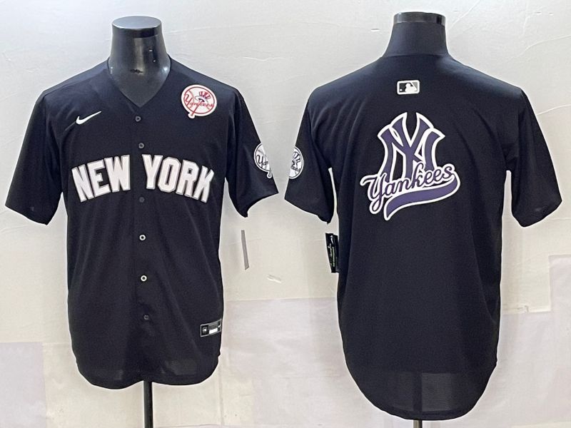 Men 2025 New York Yankees Blank Black Nike MLB Jersey style 0027